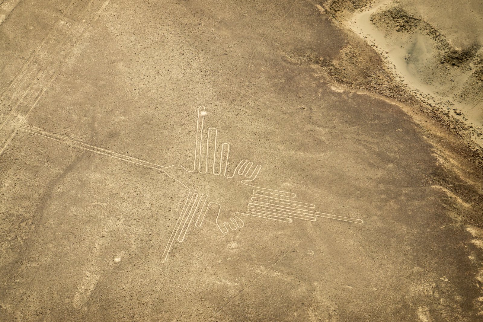 A Nazca Lines geoglyph in Peru, often cited in ancient-astronaut claims