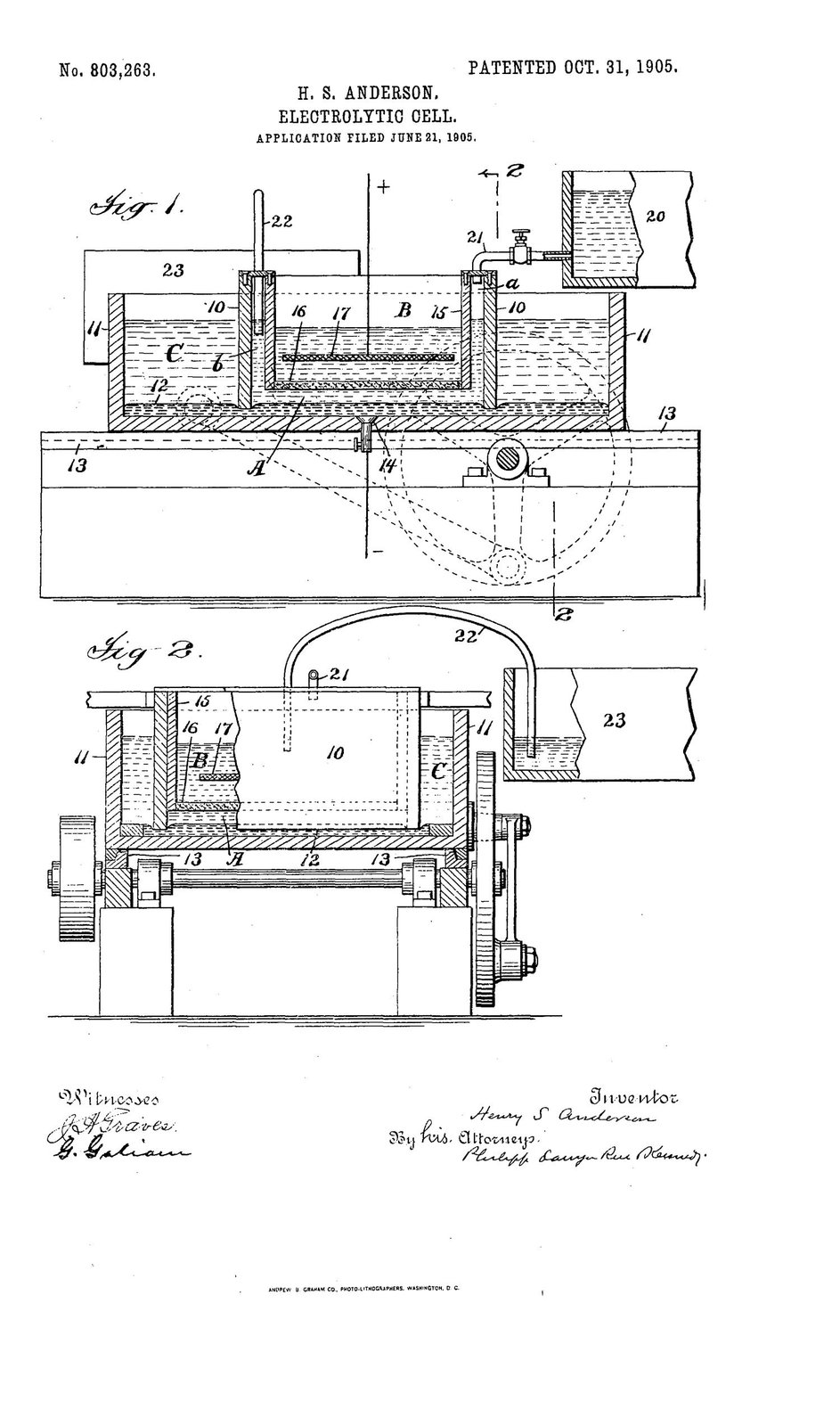 A laboratory electrolytic cell of the kind used in electrolysis experiments