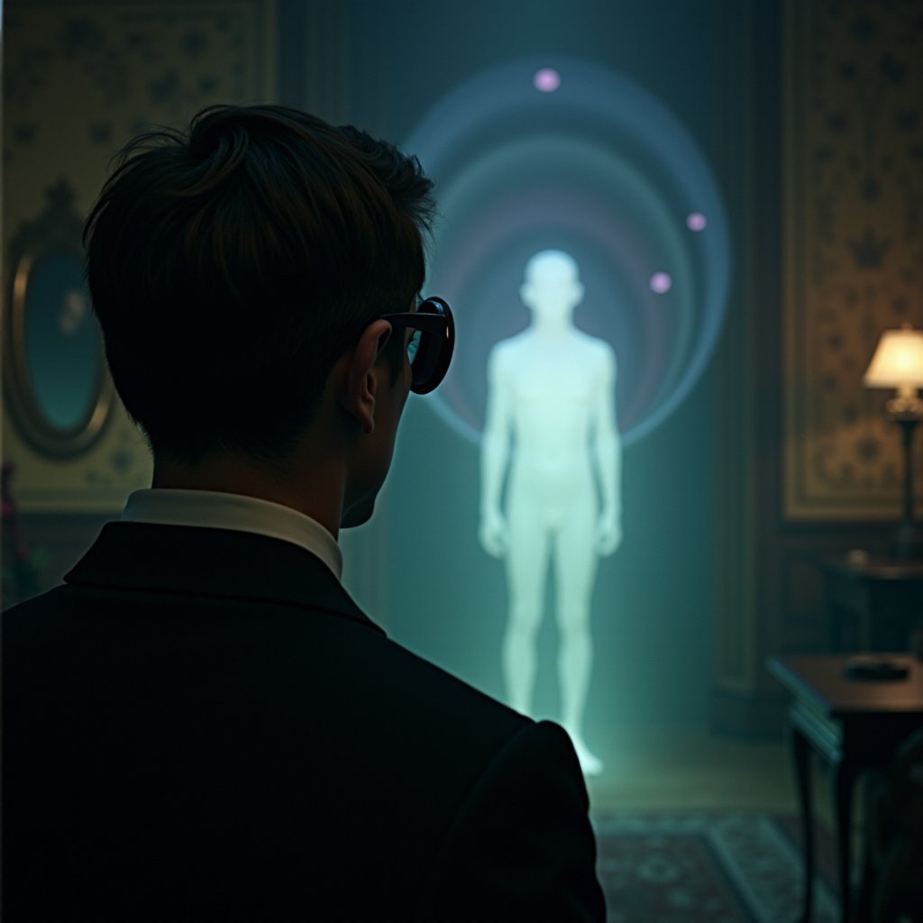Illustration of aura-viewing goggles revealing unseen emanations
