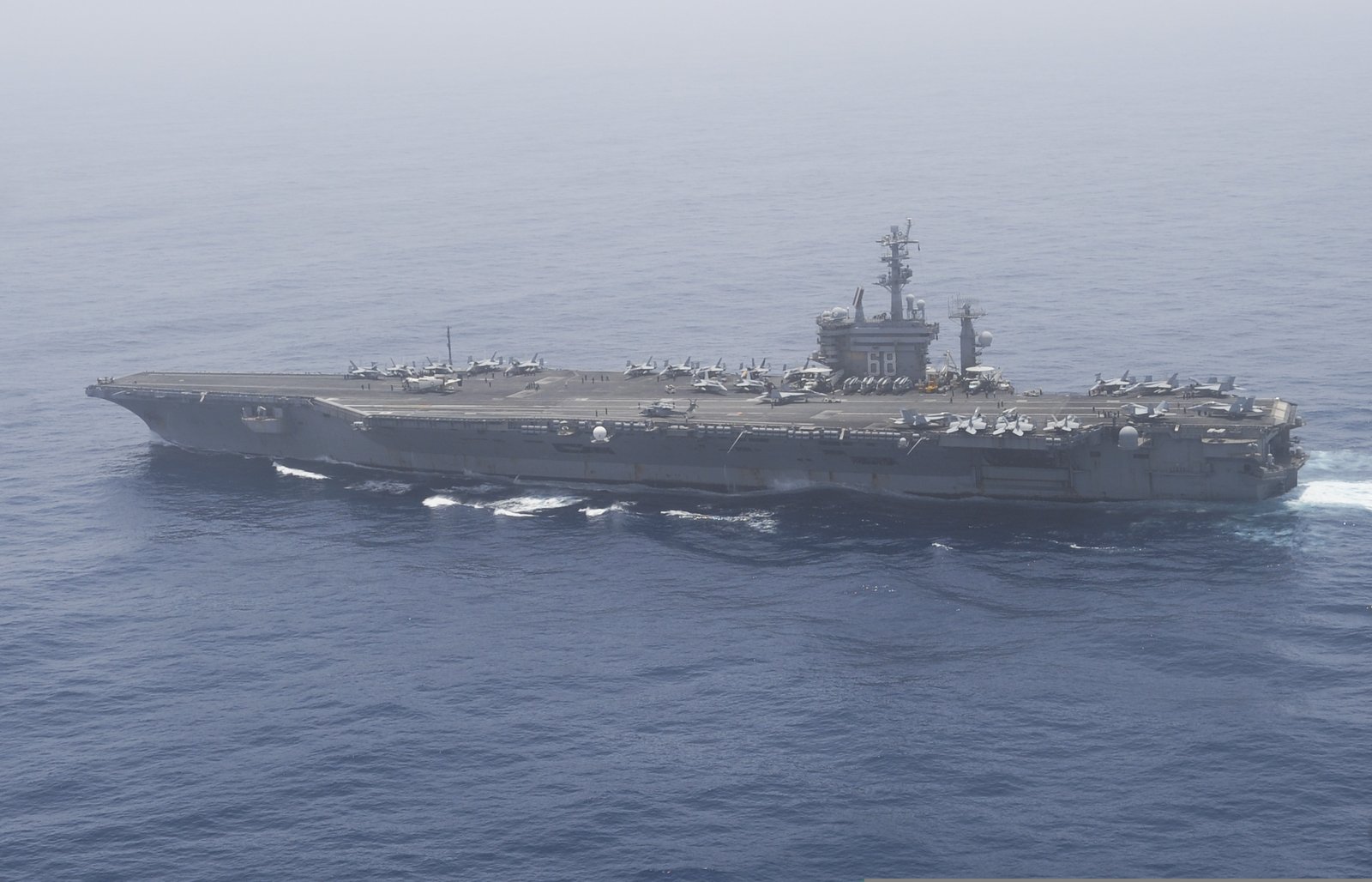 The aircraft carrier USS Nimitz at sea, whose carrier strike group tracked the 2004 objects