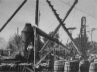 A historical illustration of the Oak Island Money Pit excavation works