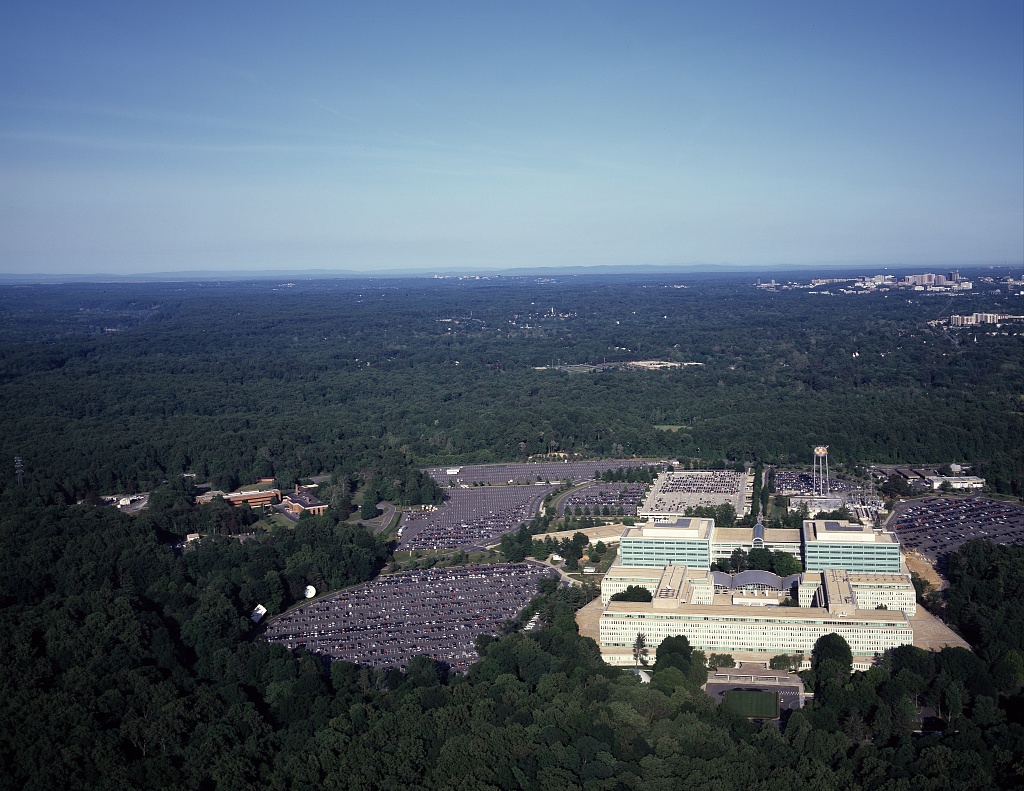 Aerial view of CIA headquarters at Langley, Virginia, the agency that ran the remote-viewing program