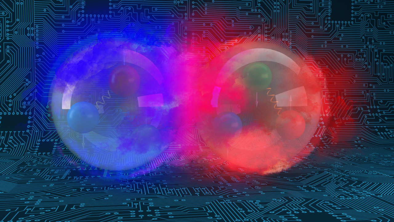 A visualization of an atomic nucleus simulated on a quantum computer at Oak Ridge National Laboratory